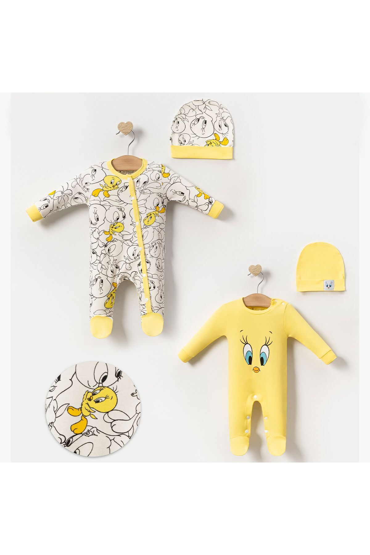 Mini Cayzen Kız 3-6 Ay Minik Civcim Şapkalı 2Li Tulum